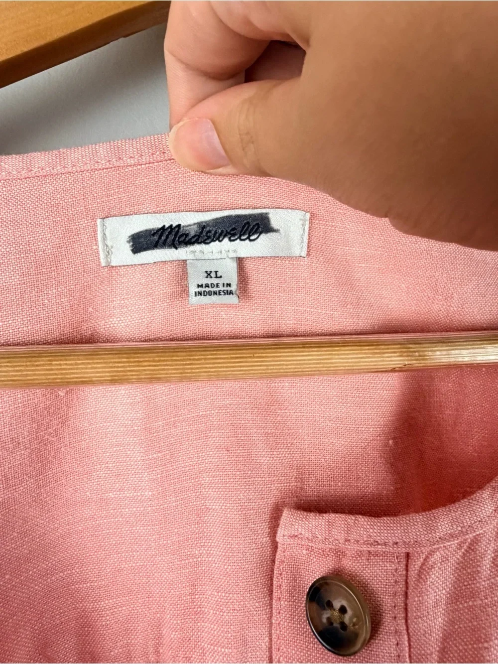 Madewell pink Linen-Blend Puff-Sleeve Tassel-Tie Jumpsuit XL